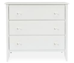 Cottage 3-Drawer Wide Chest with Wooden Knobs