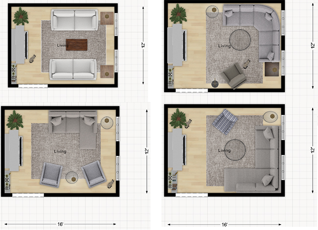 One room four ways layouts