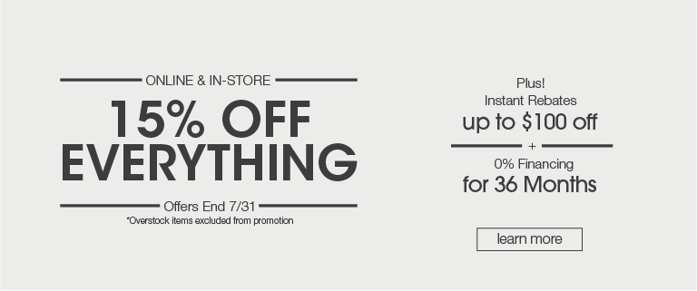 15% off everything plus 36-month financing 